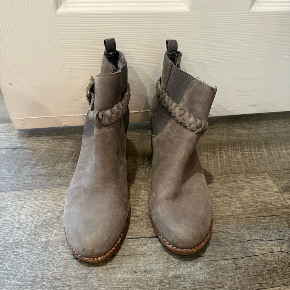 Sperry Taupe Ankle Boots with Braided Accent